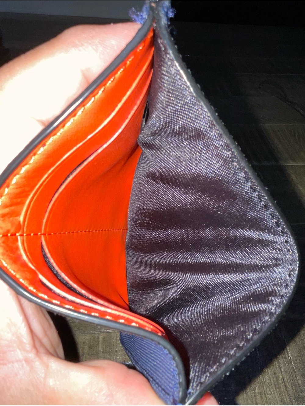 Away Navy Passport Card Sleeve with Orange Top Slot - Picture 3 of 5